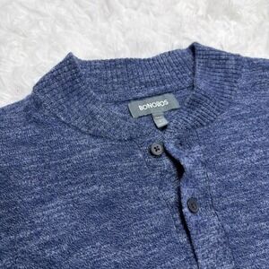 BONOBOS Mens Large Slim Fit Sweater Extra Fine MERINO WOOL CASHMERE Blend Blue